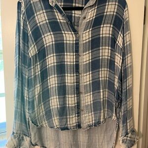 Bella Dahl Navy and White Checkered Shirt